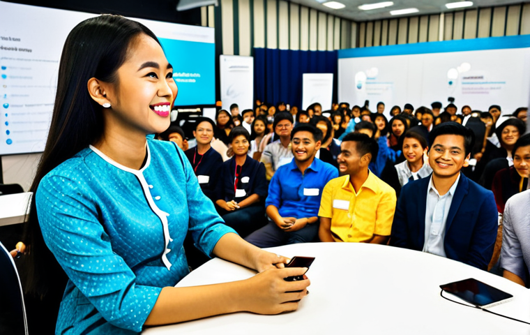 **

"A bright and cheerful scene of a young Malaysian entrepreneur, fully clothed in a modern baju kurung, confidently presenting her business idea at a tech startup competition in Kuala Lumpur. The background shows a modern co-working space filled with diverse participants. Safe for work, appropriate content, professional, modest clothing, perfect anatomy, natural proportions, high-quality digital illustration."

**