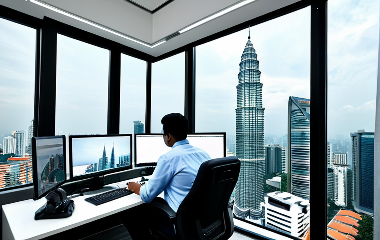 미디어 프로듀서 채용 공고 분석법 - A professional media producer in a modern Kuala Lumpur office, fully clothed in smart casual attire,...