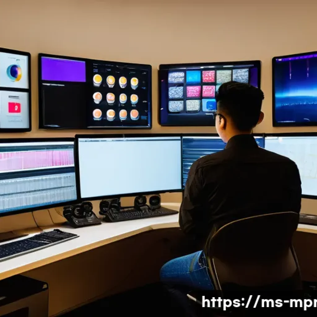 미디어 프로듀서가 다루는 주요 콘텐츠 유형 - A professional media producer in a modern studio environment, surrounded by high-end cameras and aud...