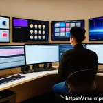 미디어 프로듀서가 다루는 주요 콘텐츠 유형 - A professional media producer in a modern studio environment, surrounded by high-end cameras and aud...