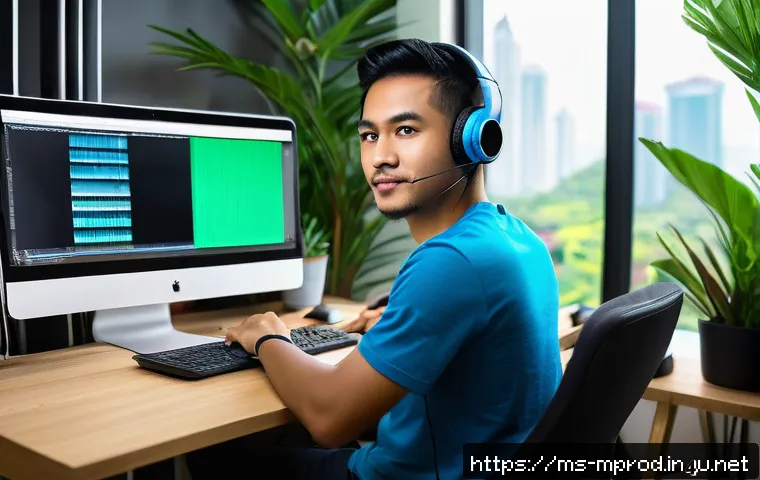 미디어 프로듀서의 시간 관리 팁 - A modern Malaysian media producer’s workspace during a focused video editing session, showing a youn...